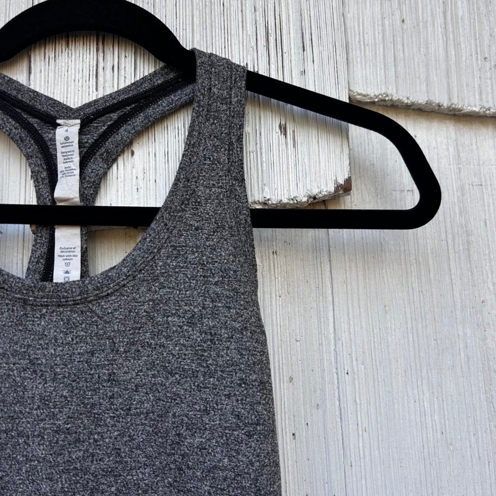 Lululemon Athletica Grey Speckled Racerback Tank Top Women's Size 4 - Picture 4 of 8